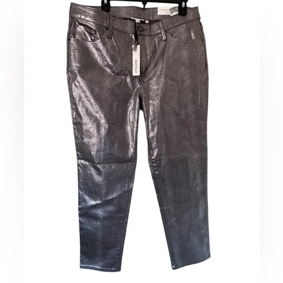Chico's Jeans Nwt Chicos Womens Shiny Grey Trousers Size